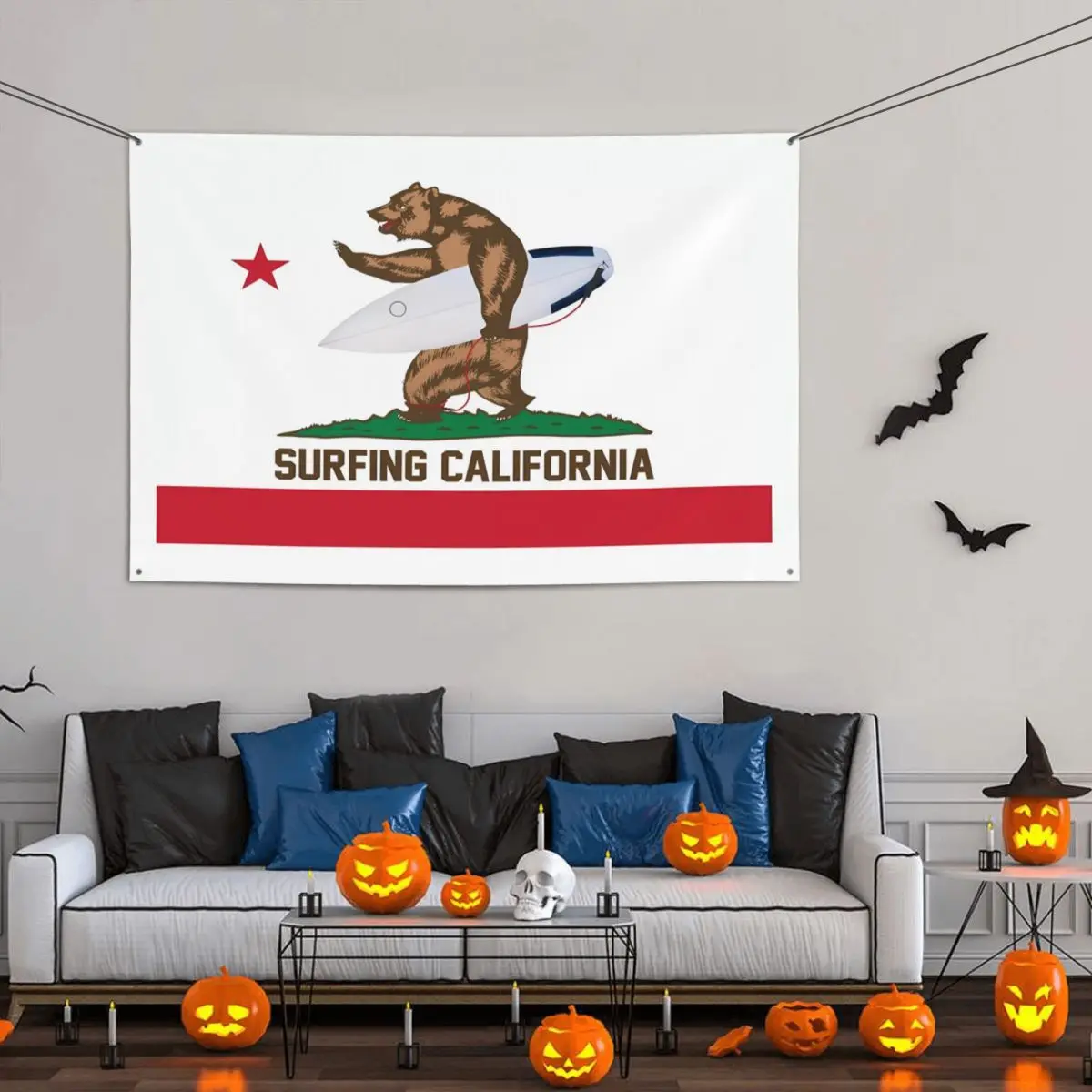 

Surfing California Party Banner Decor 120x180cm Polyester Material Decorative Fade Resistant Drapey Delicate