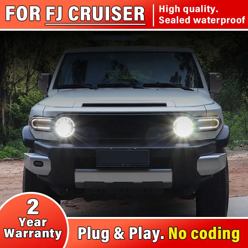 

Налобсветильник фонарь в сборе для Toyota FJ Cruiser 2007-2020, налобный фонарь с заправкой, светодиодная линза, дневсветильник свет для лошадей, динами...
