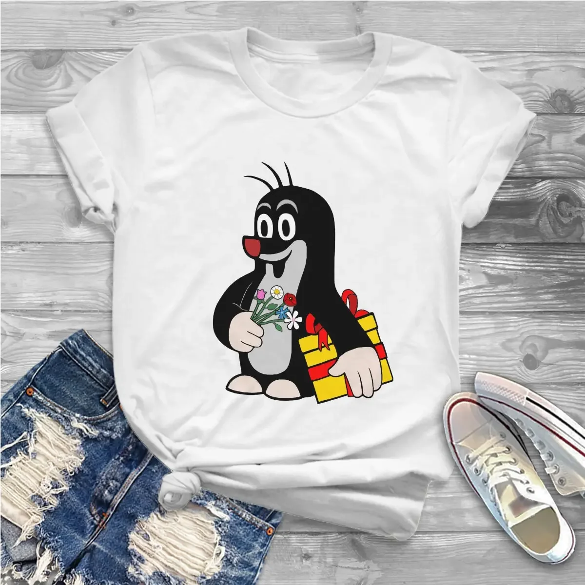 Аниме Krtek The Mole Подарочная футболка Женские топы с графическим рисунком Винтажная