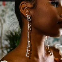 zlalhaja bride wifey letter earrings long hanging elegant shine rhinestones earrings for women engagement jewelry