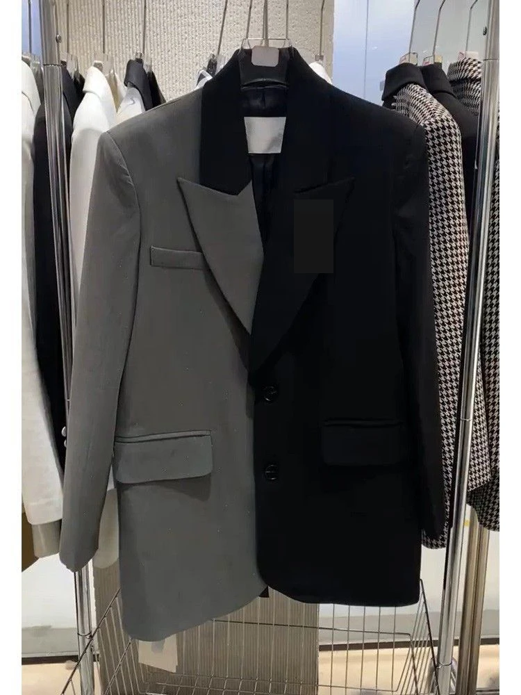 Suit niche design, high-end, explosive street casual black suit jacket, female spring and autumn  women blazer