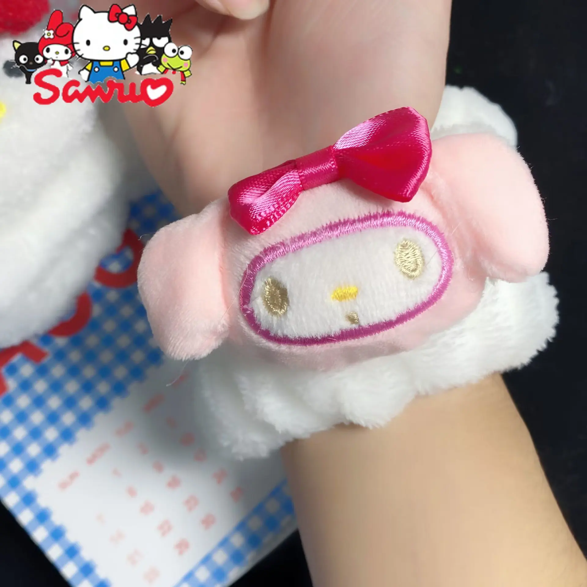 Купи 1Pc Sanrio Face Wash Wrist Melody Hello Kitty Cinnamoroll Cartoon Hair Ring Japanese Sweet Hand Guard Stuffed Stuffed Collection за 127 рублей в магазине AliExpress