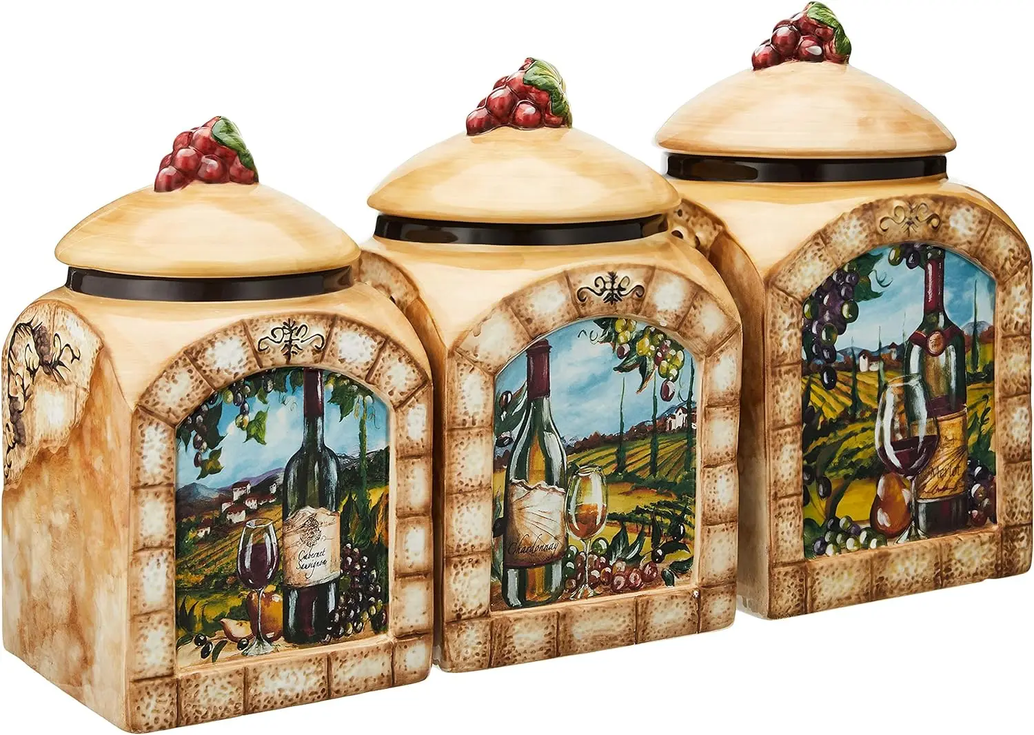 

View 3-Piece Canister Set, 60-Ounce, 76-Ounce and 108-Ounce, Multicolored