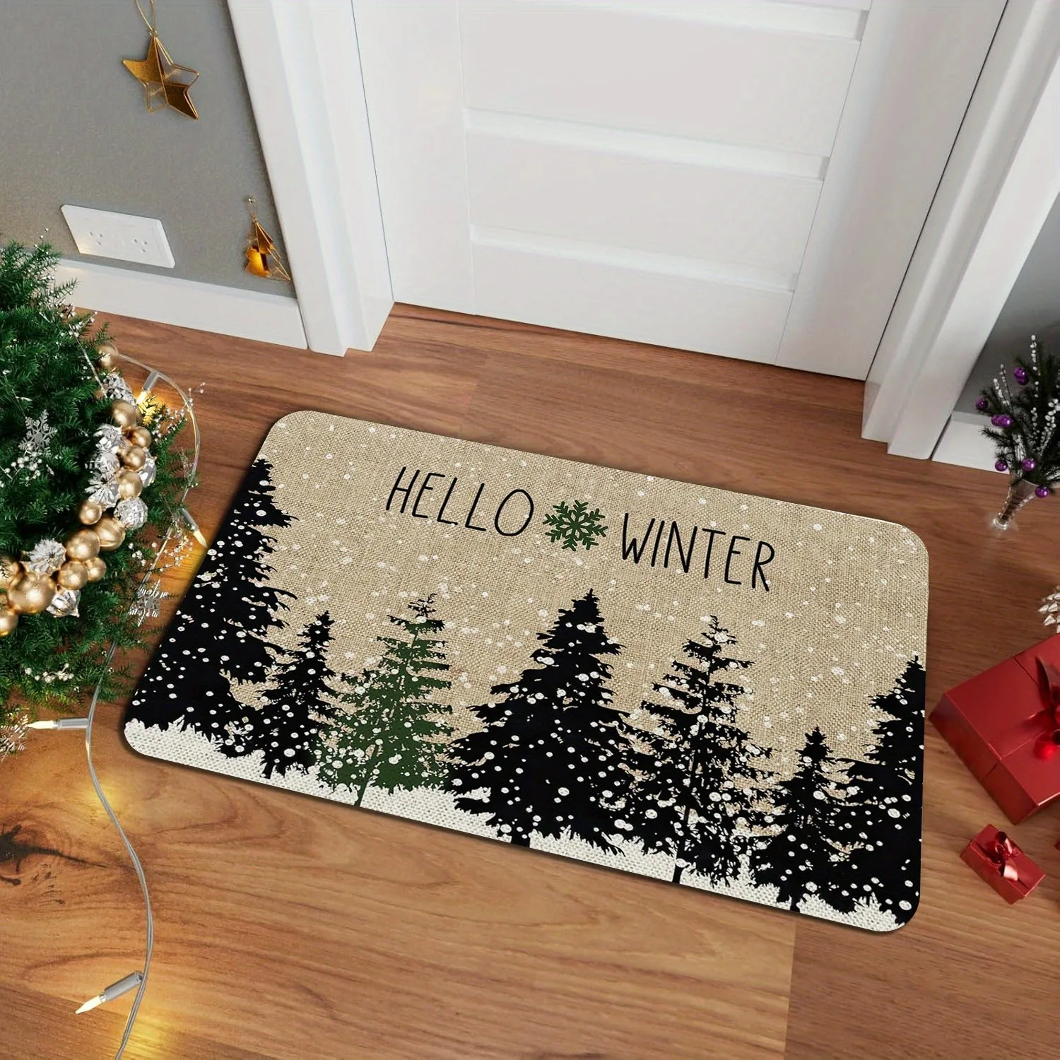 

Рождественская елка, дверной коврик, мягкий и удобный коврик для ванной комнаты, кухни, комнаты, впитывающий нескользящий коврик для дома