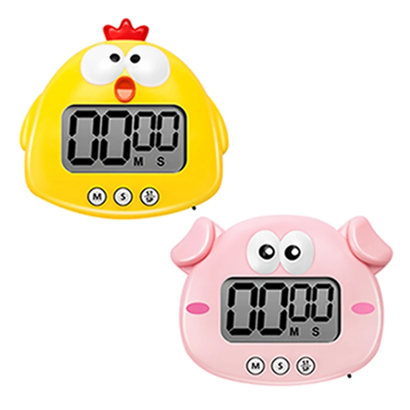 

Кухонный таймер 2 шт., цифровой таймер обратного отсчета с животными, магнитные таймеры, ЖК-дисплей, для приготовления пищи детей