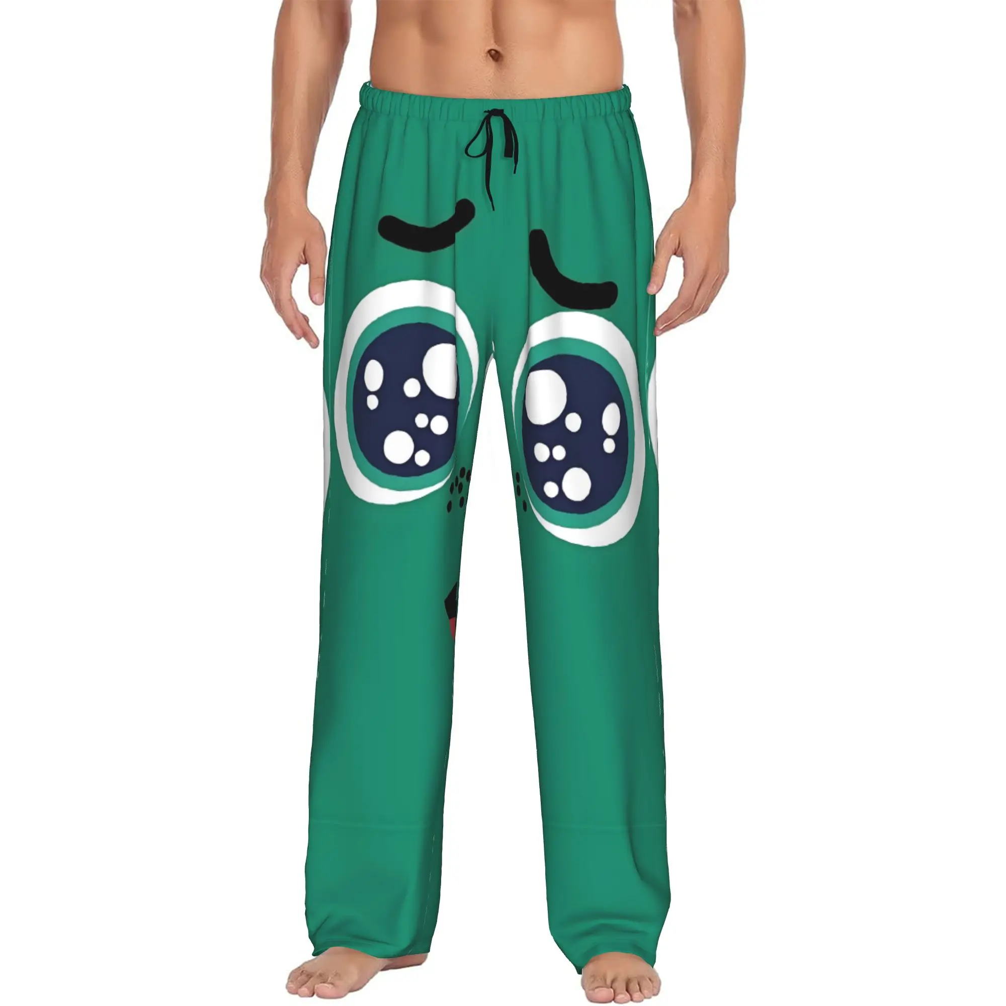 Фото Мужские пижамные штаны Custom I-Insides Cartoon Out с эластичным поясом, принтом Envy Face и карманами для сна и отдыха №1
