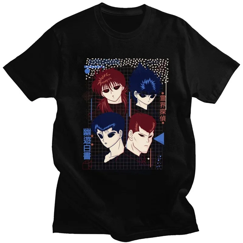 

Cool Yu Yu Hakusho Tshirts For Men Short Sleeve Yusuke Urameshi Tshirt Youko Kurama Manga Tee Kazuma Casual Cotton T-Shirt