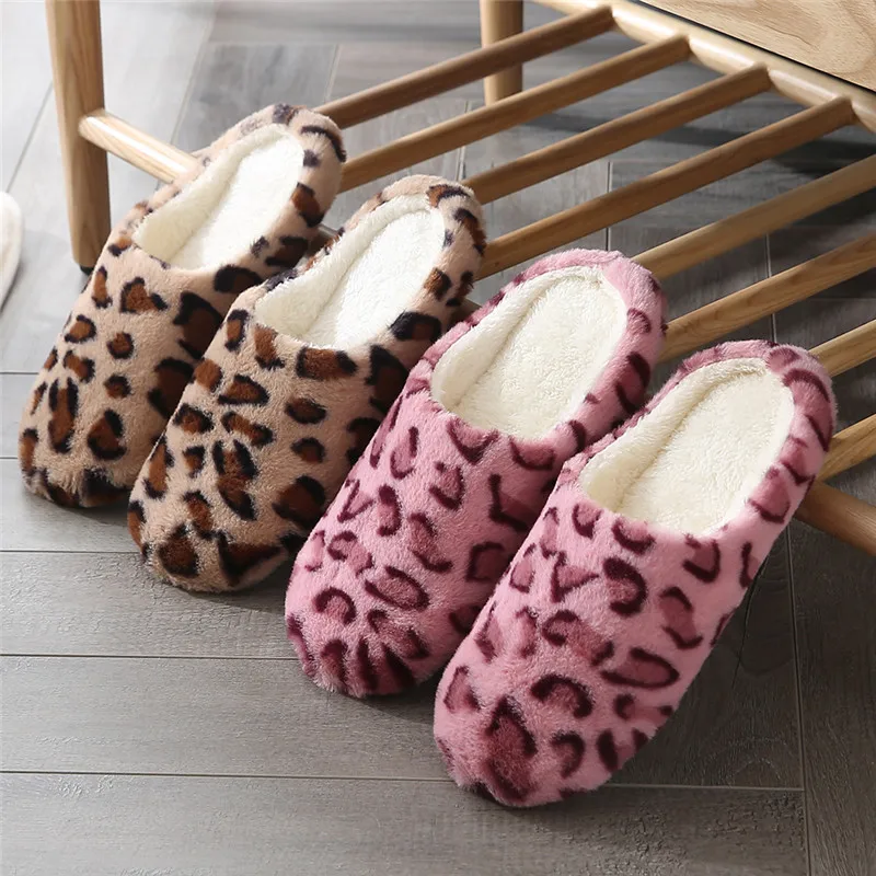 

Leopard Soft Bottom Home Slippers Women Indoor Floor Slippers Non-Slips Shoes For Bedroom House Women Slippers Warm Shoes