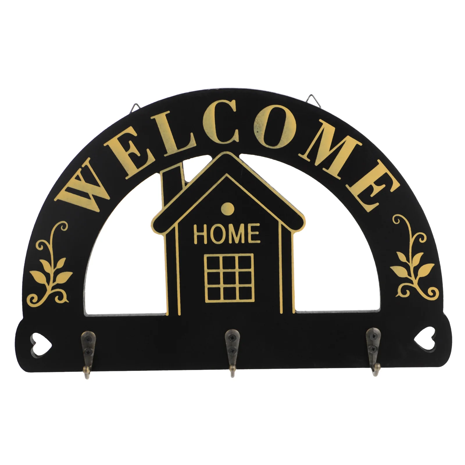 

1pc Nordic Hook Wall-mounted Storage Rack Wood Self-adhesive Hook (Black)