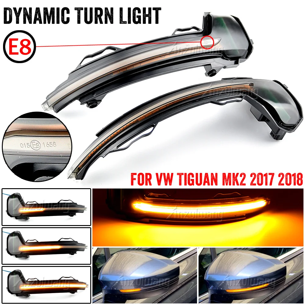 

2pcs LED Dynamic Turn Signal Light Side Rearview Mirror Indicator Sequential For VW Volkswagen Tiguan MK2 2017 Touareg MK3 2019