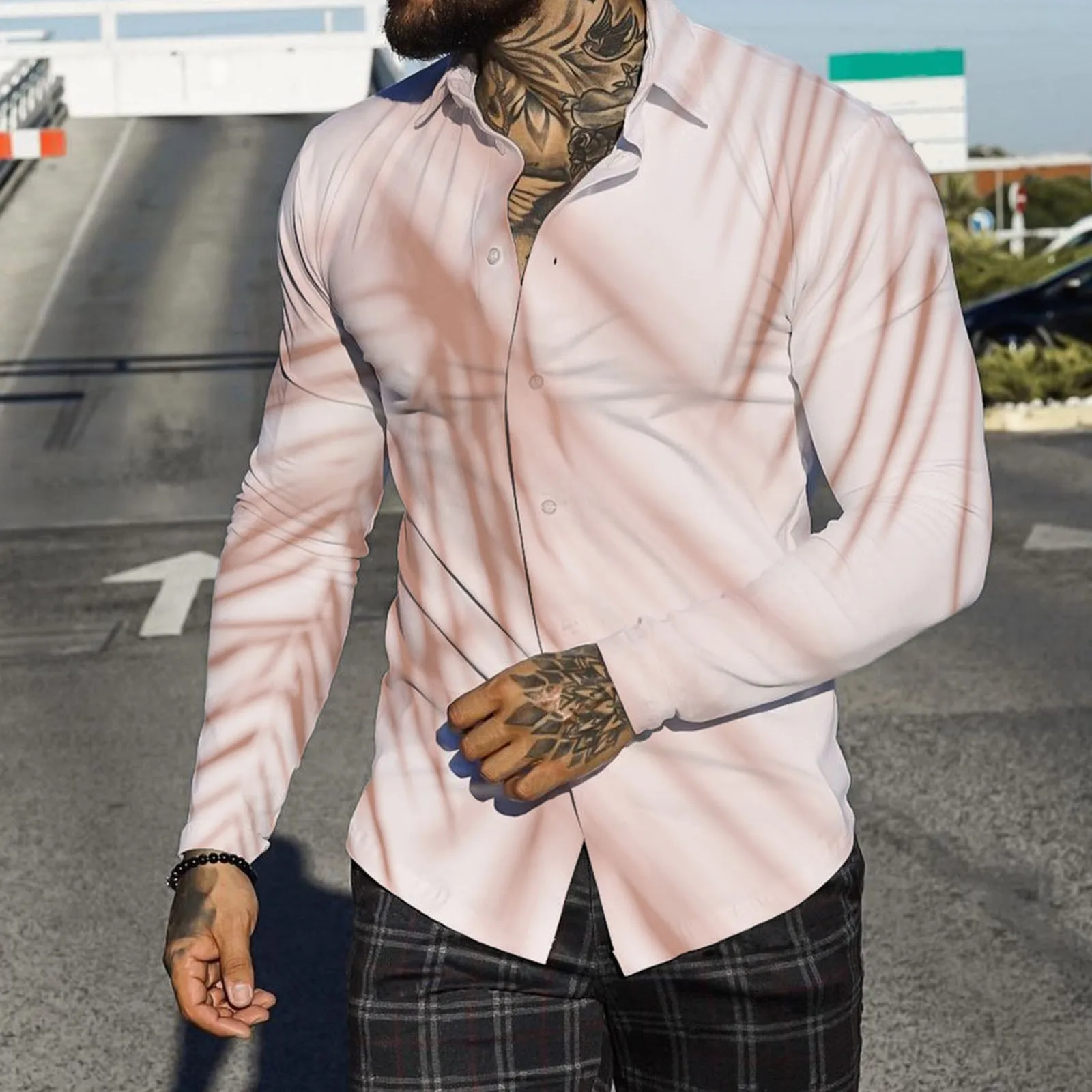 

Men Autumn Winter Single Breasted Casual Lapel Full Print Beach Long Sleeve Vacation Outdoor Holiday Shirt X Blue