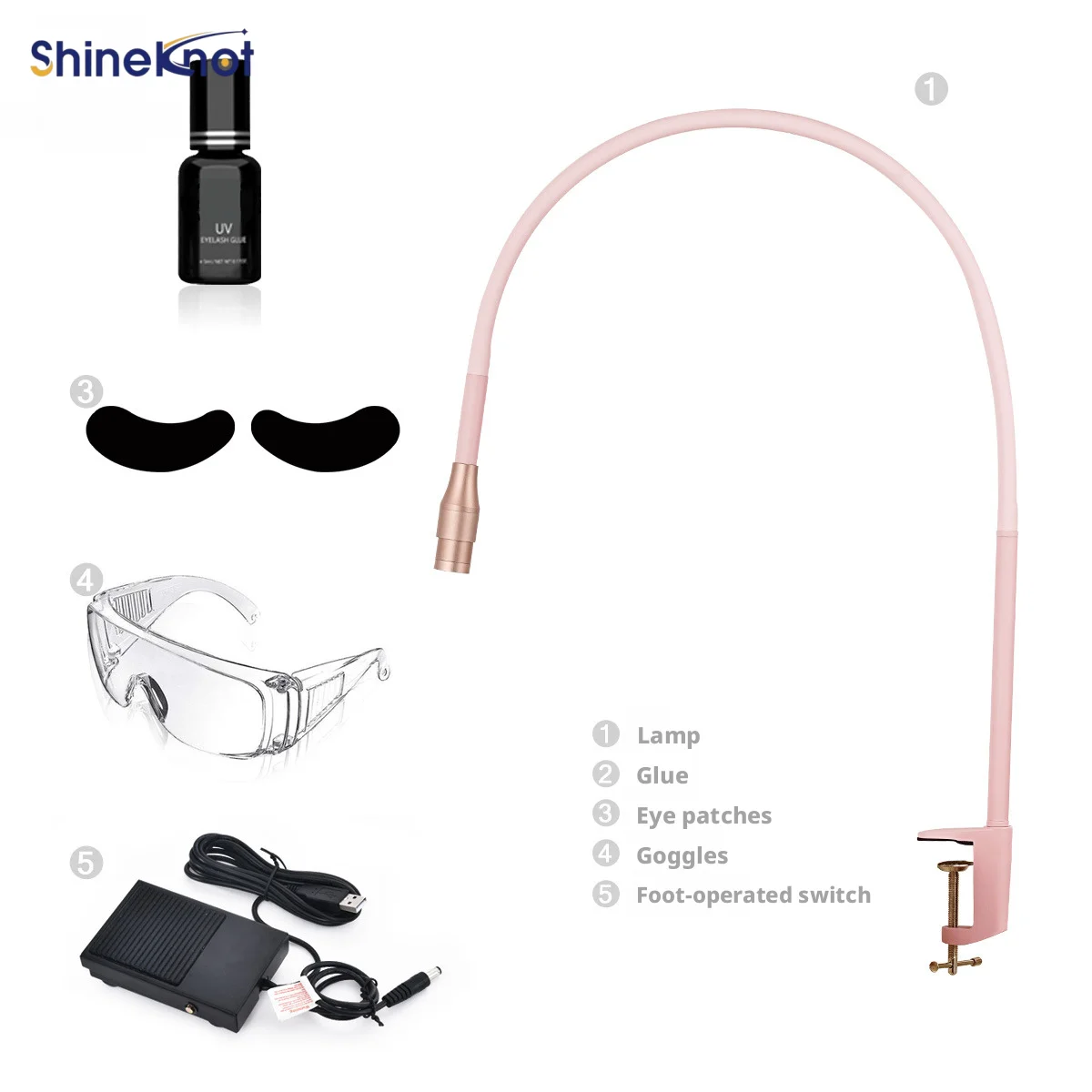 Фото УФ-LED лампа SHINEKNOT для наращивания ресниц, 395–400 нм, для быстрой полимеризации клея (1–3 секунды), регулируемая диафрагма, ножное управление, 5/10 Вт №5