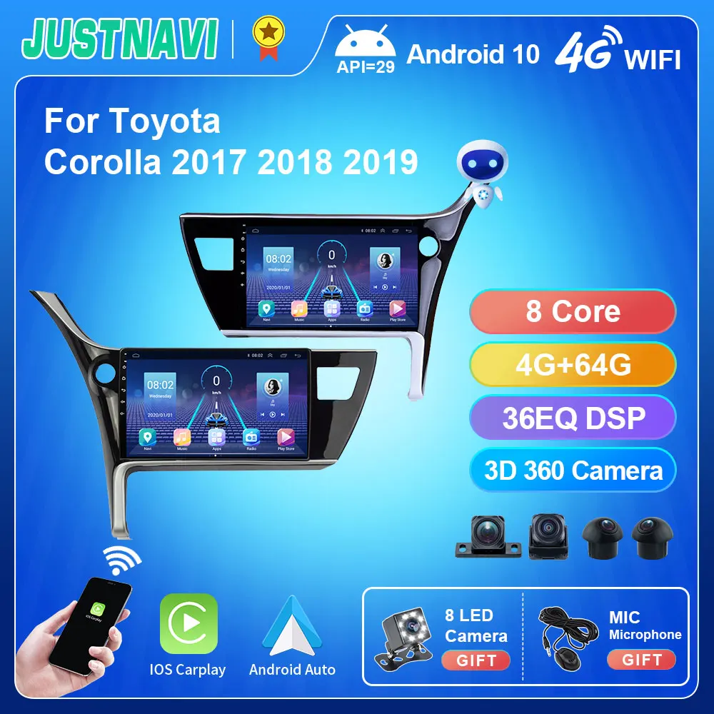 IPS Car Radio Android 10.0 For Toyota Corolla Altis 2017 2018 2019 Carplay Voice Multimedia Player Video GPS DSP RDS No 2din DVD |