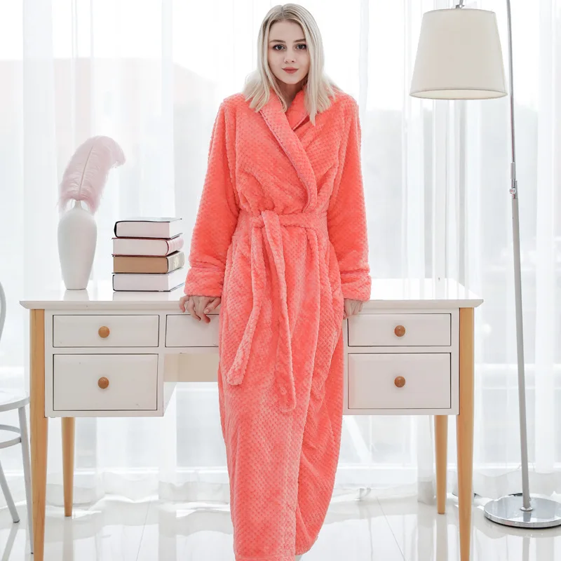 Winter Bathrobe Lovers Brown Robes Men Bathrobe Solid Towel Fleece Long Sleepwear Bridesmaid Robe White Plus Size Men
