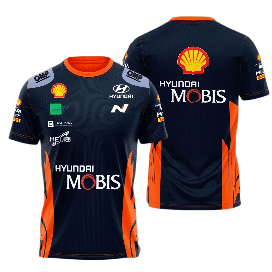 

2023 WRC Hyundai Team Mobis Quick Dry Breathable Round Neck Short Sleeve Summer New Men Women Oversized T-Shirts Kids Clothing