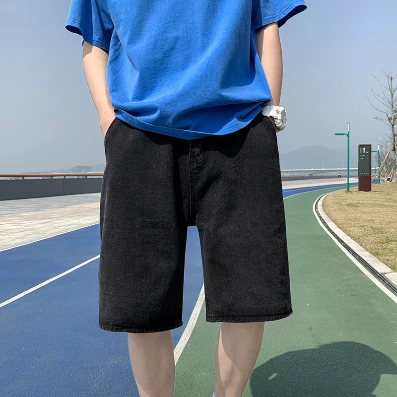 

Men Loose Short Jeans Summer Korean Simple style Solid men's jean Shorts Quality Fashion Casual Denim Shorts Brand Man Clothes