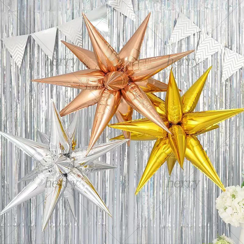 

12pcs Explosion Star Balloons Birthday Party Opening Ceremony Wedding Decoration Water Drop Cone Foil Balloon Party Supplies