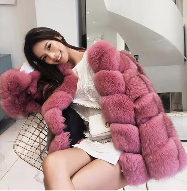 Winter warm Faux Fur Coat Women 2022 New Splicing Luxury Thicken Fox Fur Overcoat White Long Sleeve Plus Size Jackets XS-4XL