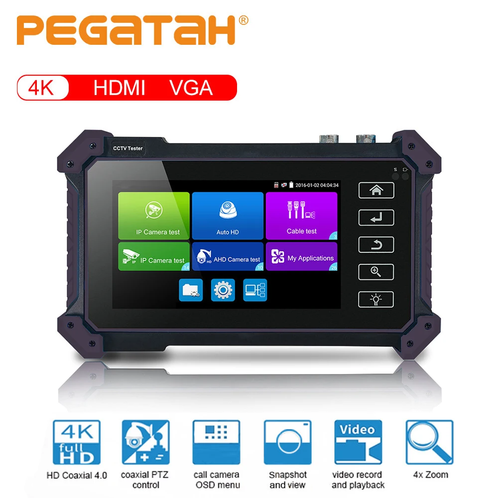 Тестер PEGATAH 5200C 12MP IPC 8MP/AHD/CVI/TV/SDI CC TV тестер 5.4in монитор с HDMI VGA для ПК камера CF - купить