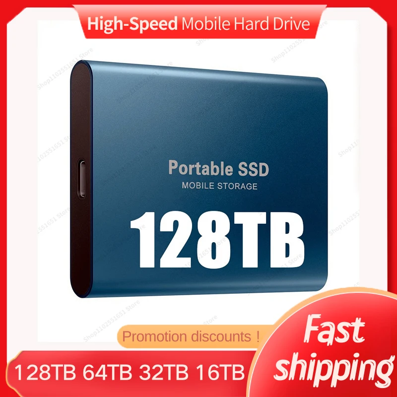 128TB 4TB Portable High-speed Mobile Solid State Drive 64TB  8TB 16TB SSD Mobile Hard Drives External Storage Decives for Laptop