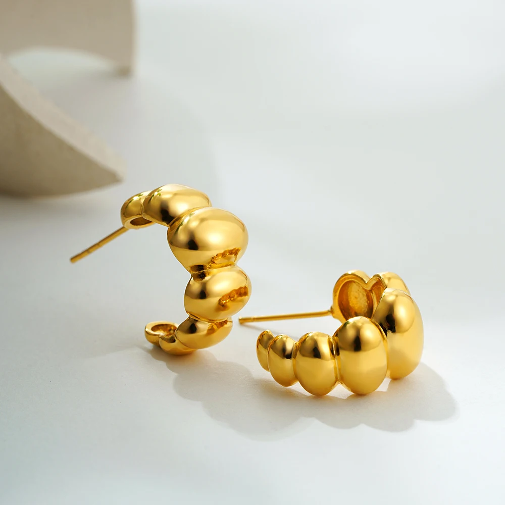 Массивные серьги Huggie из нержавеющей стали с-образной формой ПВХ гипоаллергенные