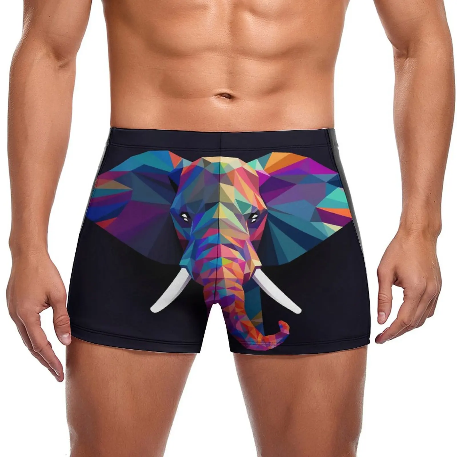 

Плавательные плавки в виде слона, цветные геометрические картонные трендовые плавки для бассейна, прочный мужской купальник