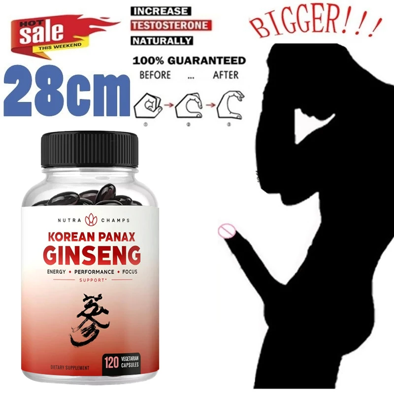 

Natural Ginseng Extract Capsules - Healthy Supplement to Boost Blood Flow, Support Male Performance, Stamina, Energy