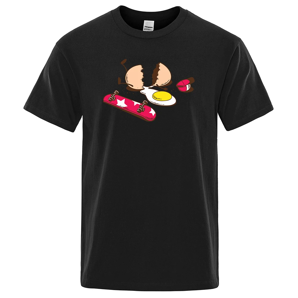 

Streetwear Broken Egg Skateboard Printed Tshirts Men Cool Casual T-Shirts Vintage Crewneck Clothing Vogue Breathable Men T-Shirt