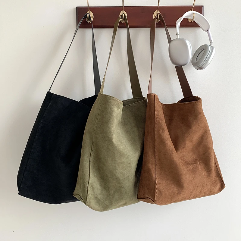 

Новинка 2023, зимняя мягкая сумка-мешок из искусственной замши средней длины, женская сумка, сумки на плечо в Корейском стиле, женская сумка-тоут средней длины, оптовая продажа