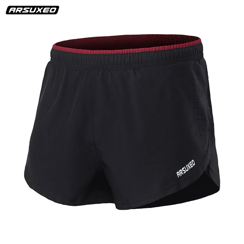 ARSUXEO Men's Running Shorts 2 In 1 Summer Breathable Gym Training Jogging Marathon Sport Shorts with Lining Triangle Underwear