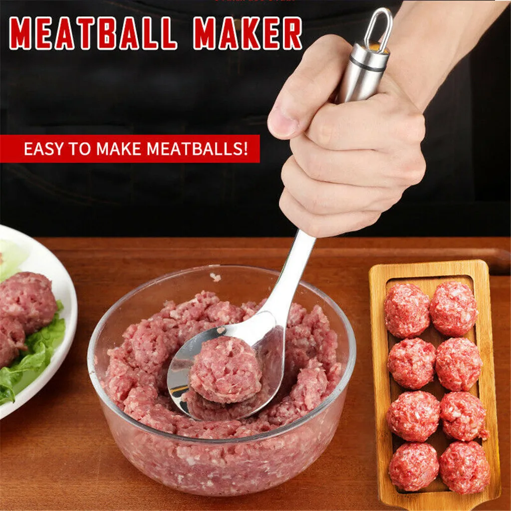 

Gadget Spoon Meatball Maker Stainless Steel Spoon Meat Baller Elliptical Leakage Hole Kitchen Utensil Kitchen Meat Ball Mold