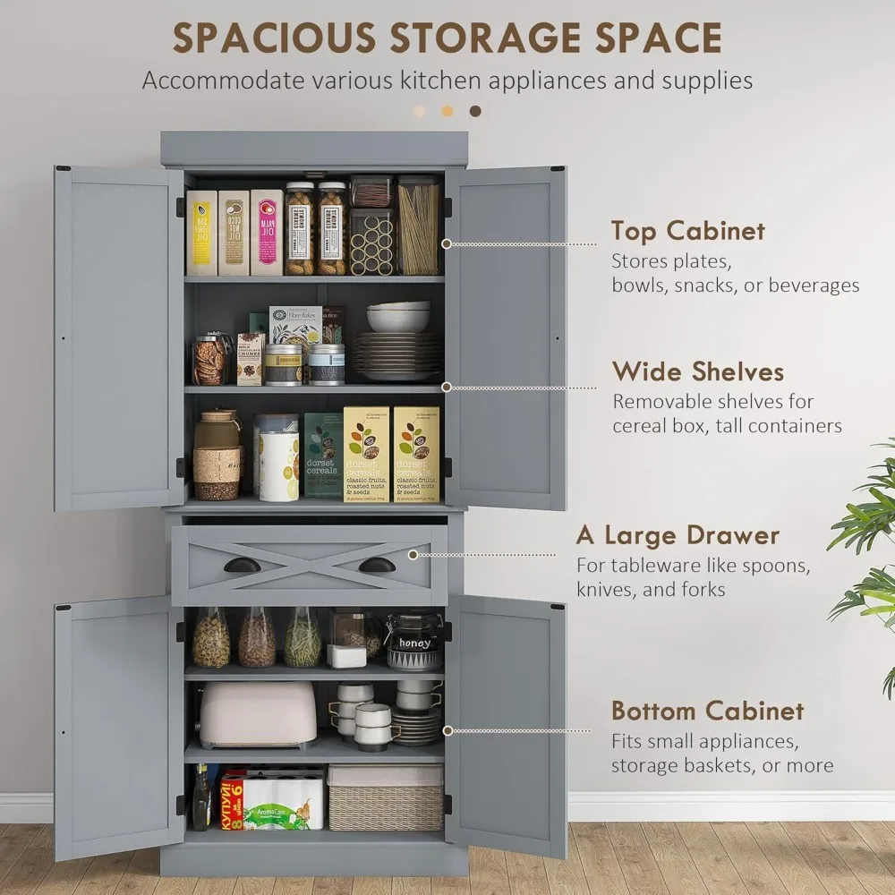 Шкаф для хранения кухни традиционный отдельно стоящий шкаф с 4 дверями и 2