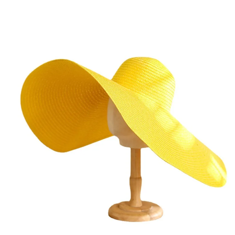 

Шляпа женская Соломенная с широкими полями, модная Панама от солнца, складная шапка для отдыха и пляжа, цветная, летняя