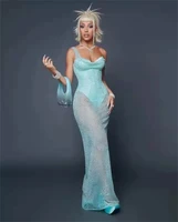 luxury evening dresses blue sequins beads pearls sweetheart mermaid prom dress sleeveless party gowns customize robes de mari%c3%a9e