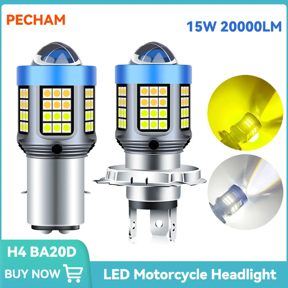 Светодиодные лампы для мотоциклетных фар PECHAM H4 BA20D белые желтые противотуманные