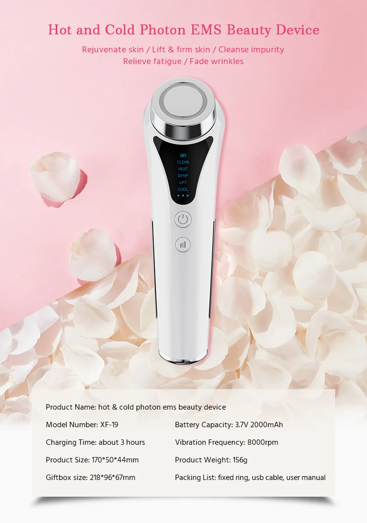 

EMS Facial Beauty Device Hot/Cold Photon Microcurrent Face Lifting Deep Facial Cleaning LED Wrinkle Remover Skin Rejuvenation