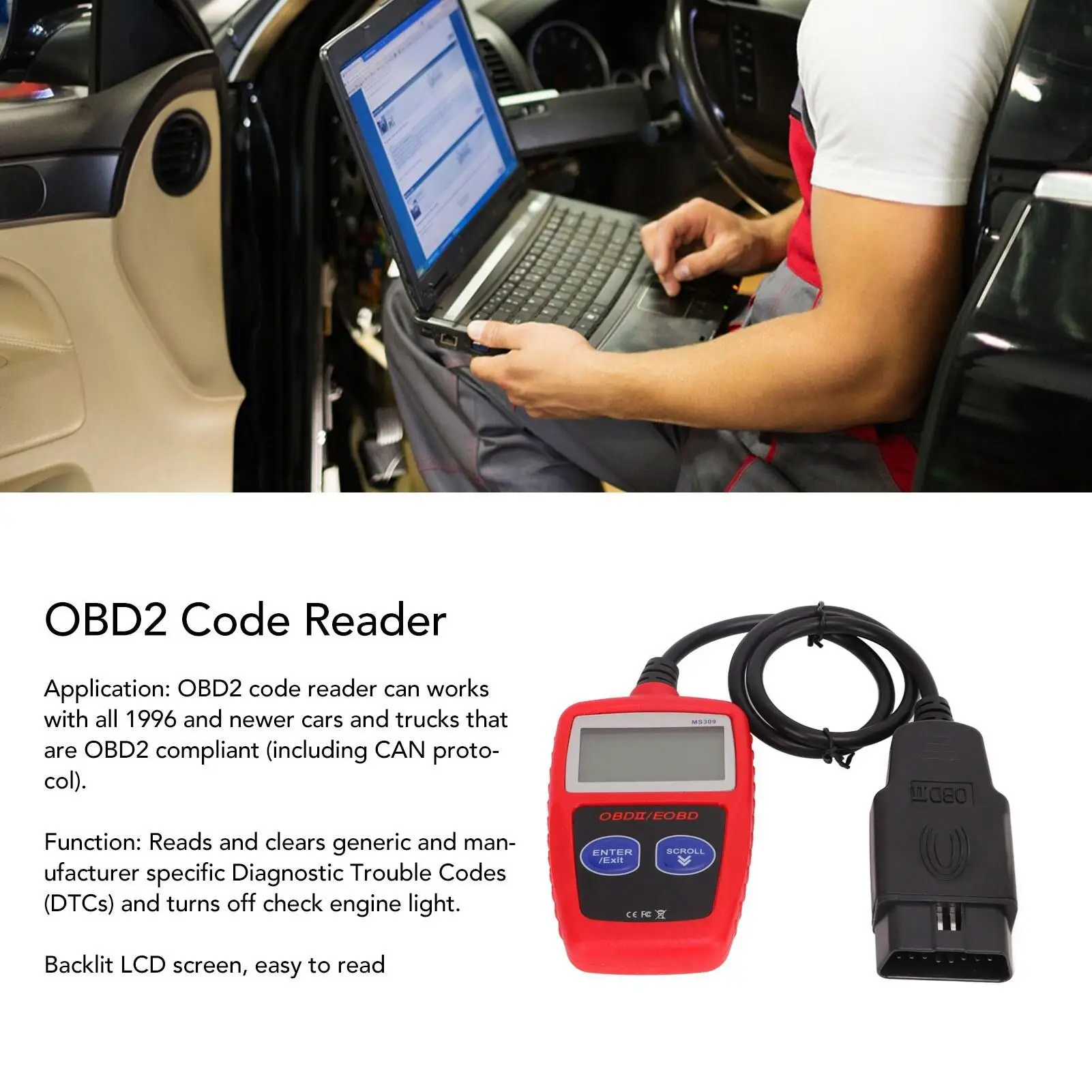 CAN BUS OBDII Reader Автомобильный диагностический сканер Портативный ABS Маленький