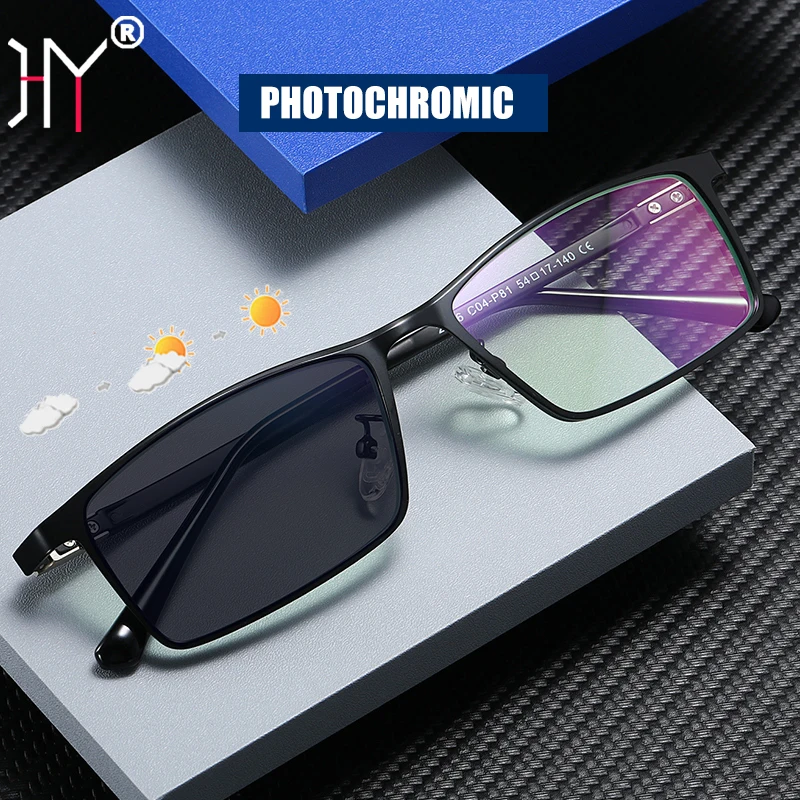 

Фотохромные очки для чтения HUYING 0-600, металлическая Ретро квадратная оправа, с защитой от синего света, для мужчин и женщин, для работы за компьютером