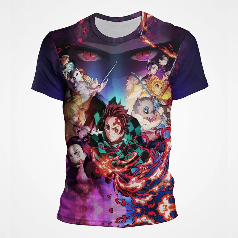

Летняя футболка с изображением рассекающего демонов киметсу No Yaiba, мужская и женская аниме футболка с 3D принтом и коротким рукавом для мальчиков и девочек, одежда в стиле Харадзюку Yk2, топы