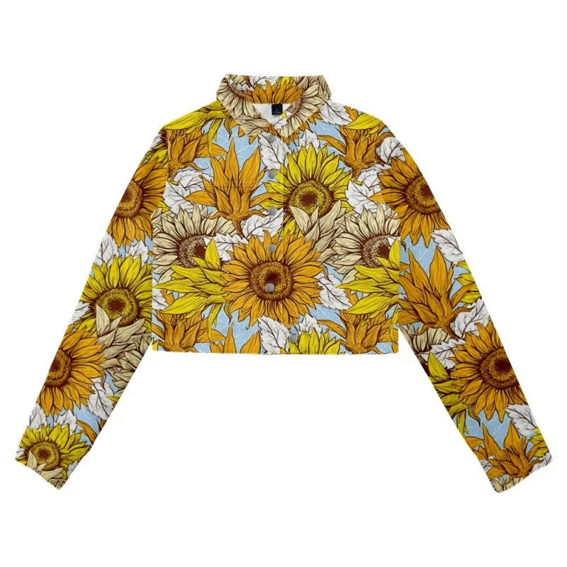 

Spring Autumn Women Long Sleeve Denim Jacket Short Coat Blouse Tracksuit Casual Clothes Print Simple Style Comfortable