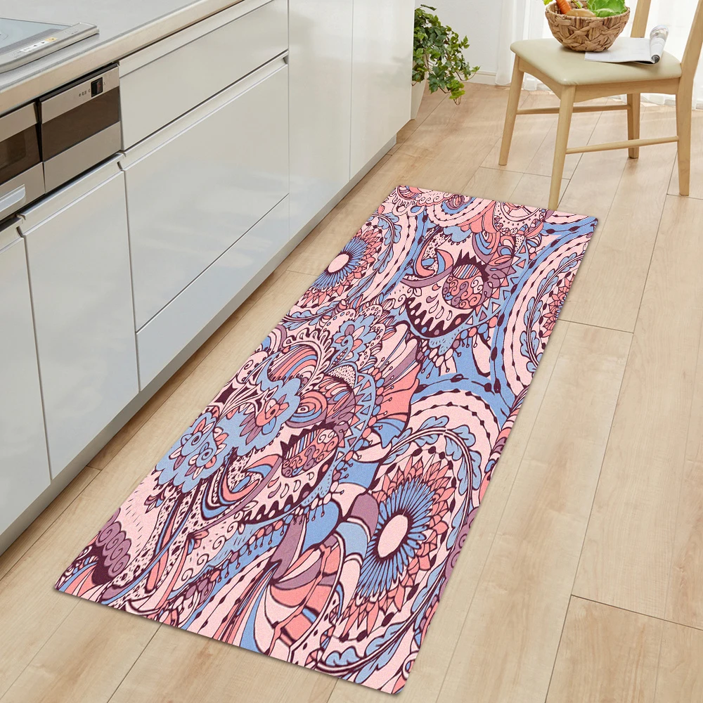 

Bath Rugs Multi-size Bohemian Retro Style Floor Mat Room Carpets on The Floor Doormat Bathroom Mats Set Kitchen Rug Anti-slip