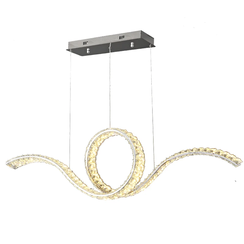 

Modern Luxury K9 Crystal Led Pendant Lights Luxury Dining Room Ceiling Chandelier Lustre Steel Dimmable Hanging Lamp Decor Lamp