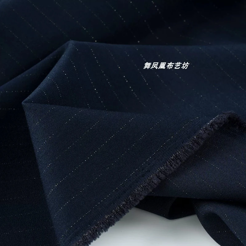 Фото Ткань для костюмов Navy Heavyweight Lurex с черными полосами, классическая, для весенне-летних курток, жилетов, брюк, юбок, аксессуары для шитья своими руками №5