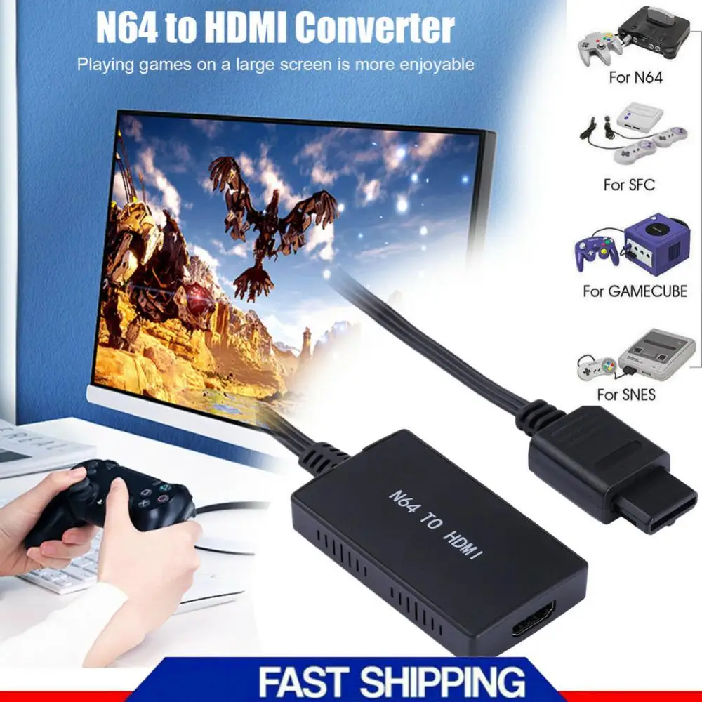 Black Hd Converter Cable Portable Converter Hd Cable Gamecube Console  Accessories Console Cable Converter Plug And Play