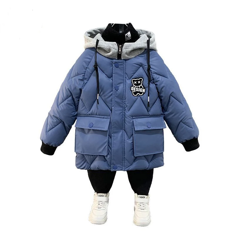 

4-14 Years Autumn Winter Boys Jacket Warm kid children Girl Coat Hooded Zipper Outerwear Birthday Gift Kids Clothes