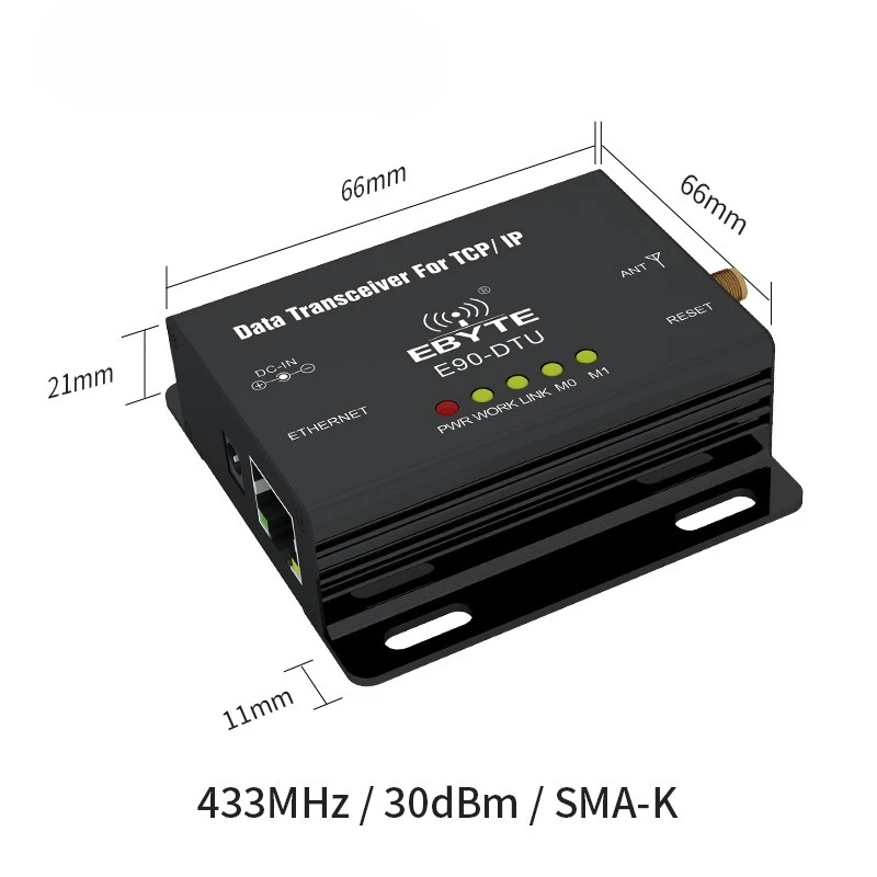 

Ethernet Modbus Long Range 433MHz 1W IoT uhf 3km Wireless Transceiver rf Module 433 MHz Transmitter Receiver E90-DTU(433C30E)