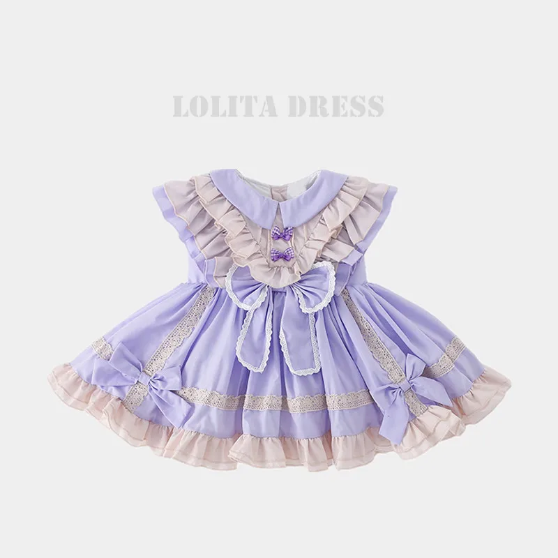 

Gothic Lolita Kids Dress Spanish Children Clothes Turkish Baby Girl Purple Dress Princess Birthday Party Ball Gown Girls Frock