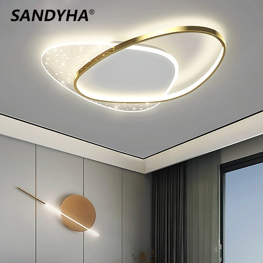

SANDYHA New Acrylic Led Chandelier Remote Lighting Lights Fixtures For Living Room Bedroom Child Room Indoor Decorate Luminaire