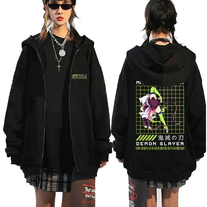 

Japanese Anime Demon Slayer Zipper Hoodie Men Women Oversized Zip Up Jacket Kawaii Cute Kanroji Mitsuri Manga Graphic Sweatshirt