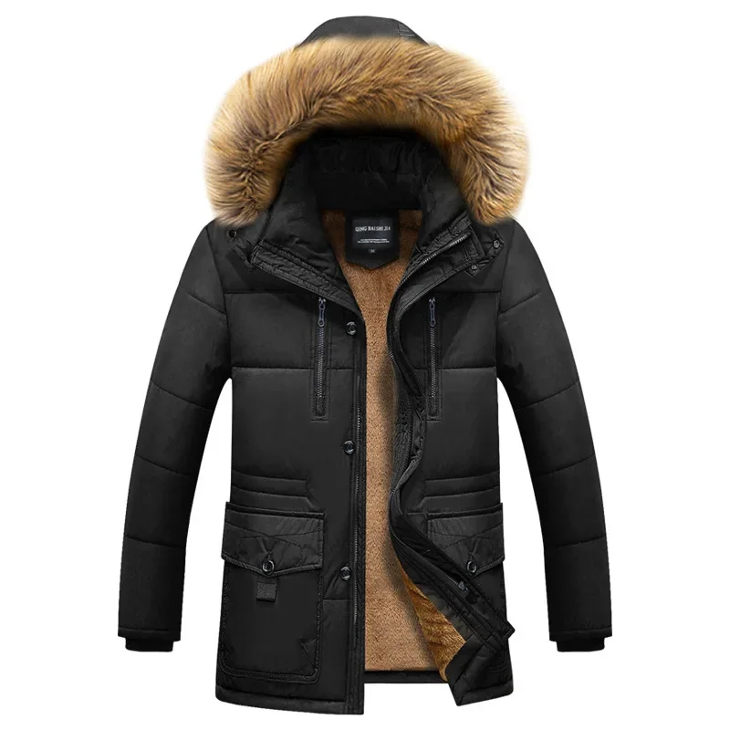 

Dropshipping Thick Warm Winter Parka Men Fleece Hooded Jacket s Overcoat Streetwear Coat Military Cargo Jackets